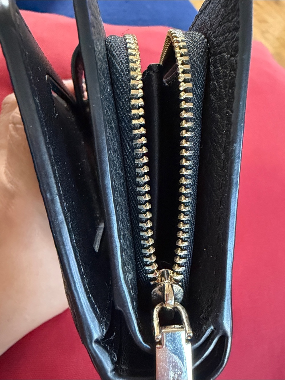 kate spade Black Leather Compact Zip Card Wallet with Gold Logo - Picture 10 of 10